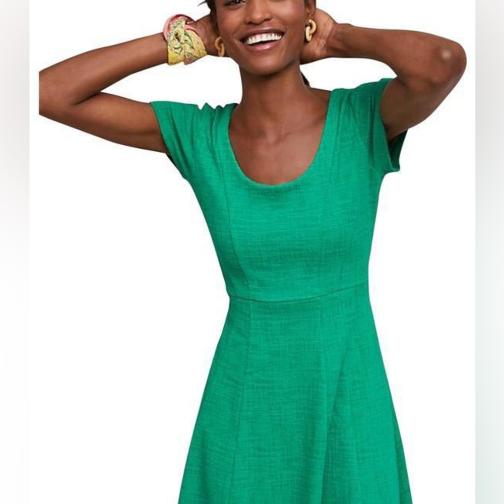 Maeve Bright Green Scoop-Neck Fit & Flare Mini Dress